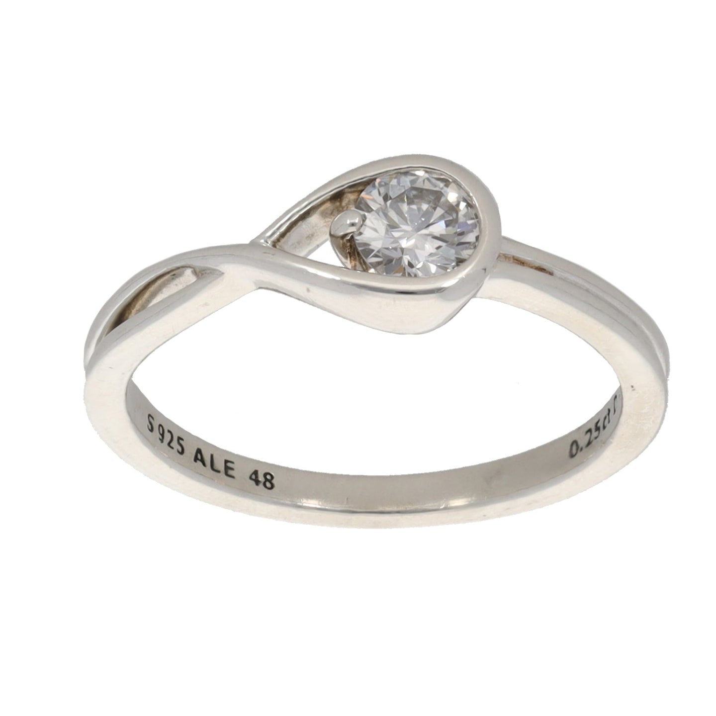 Silver Sterling Pandora 0.25ct Laboratory-Created Diamond Ring Size I
