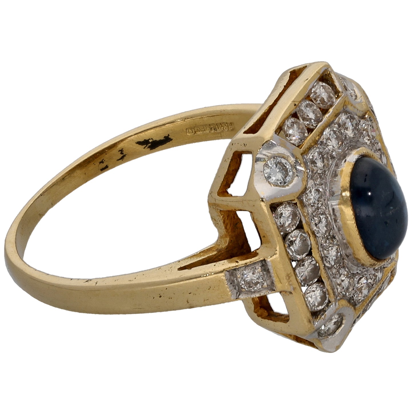18ct Gold Sapphire & 0.34ct Diamond Dress/Cocktail Ring Size L