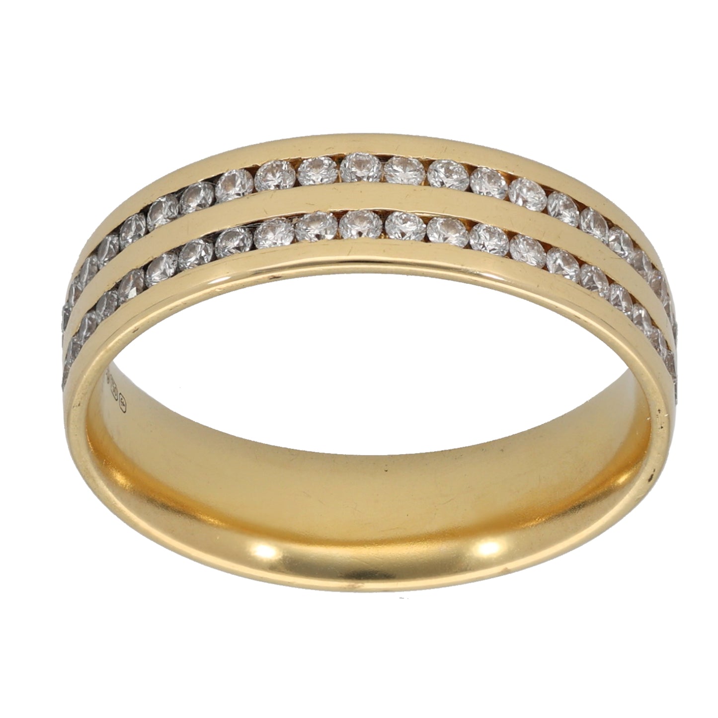 18ct Gold 0.90ct Diamond Plain Wedding Ring Size T