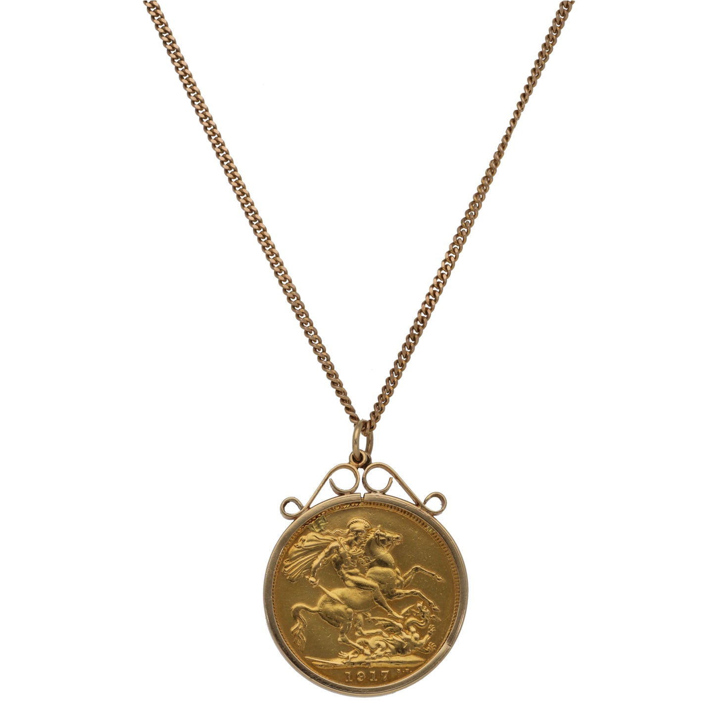 9ct Gold Full Sovereign Coin Pendant With Chain