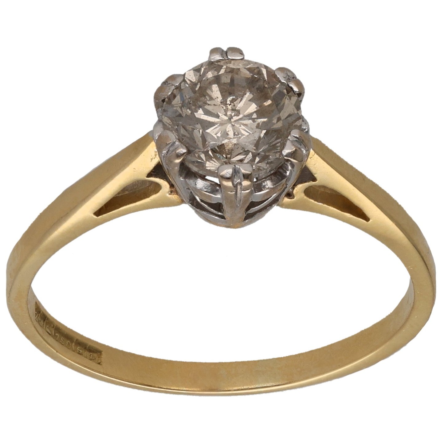 18ct Gold 0.87ct Diamond Solitaire Ring Size N