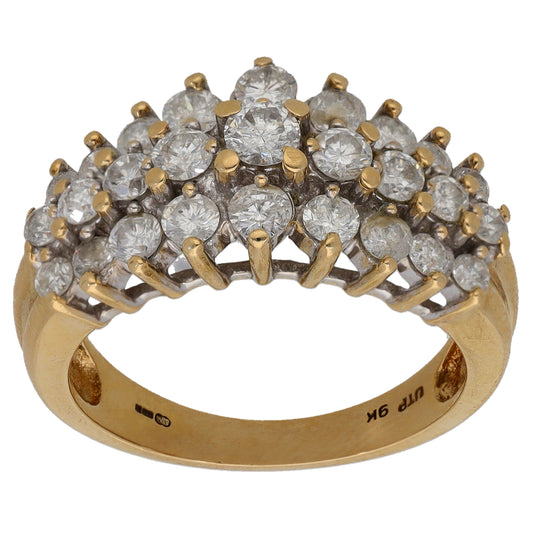 9ct Gold 1.26ct Diamond Dress/Cocktail Ring Size N