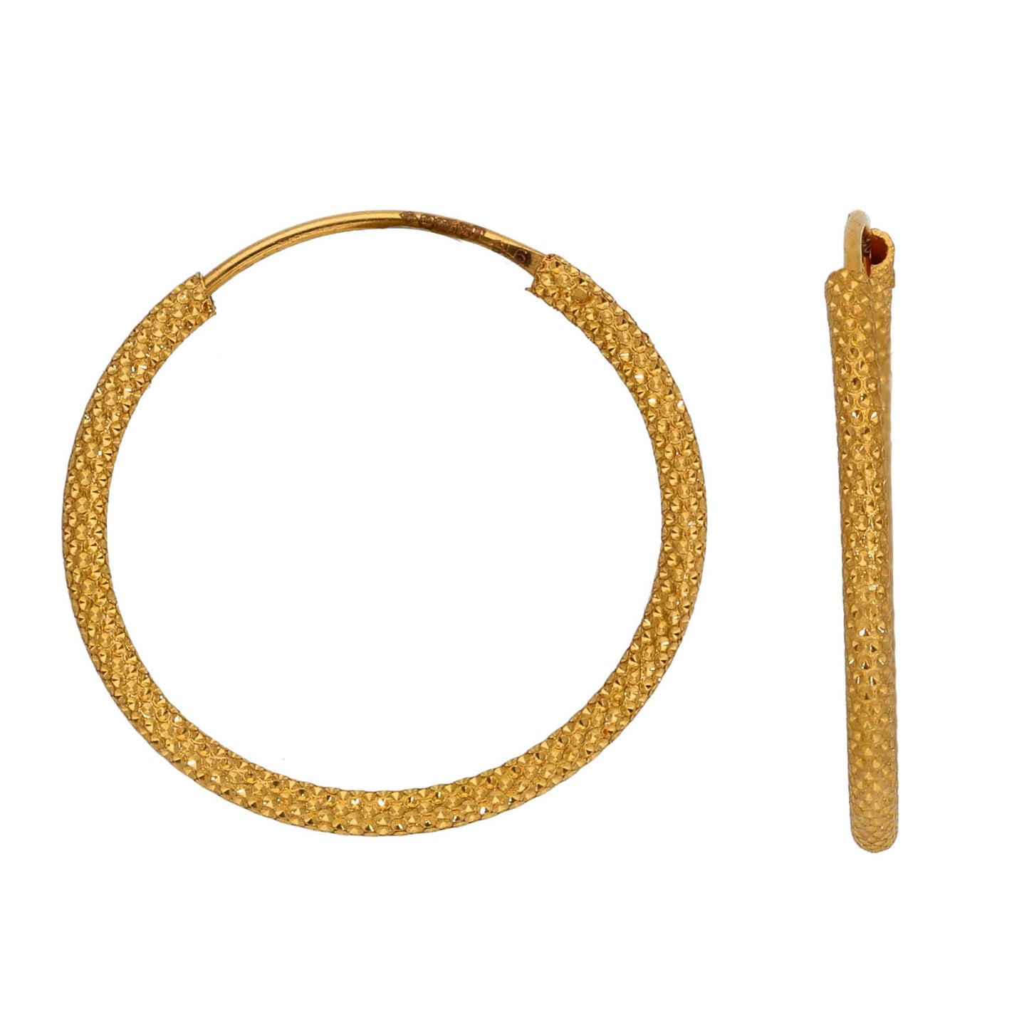 New 22ct Gold Diamond Cut Hoop Earrings