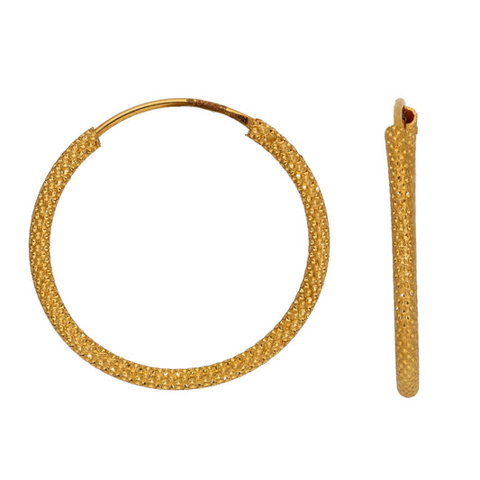 New 22ct Gold Diamond Cut Hoop Earrings