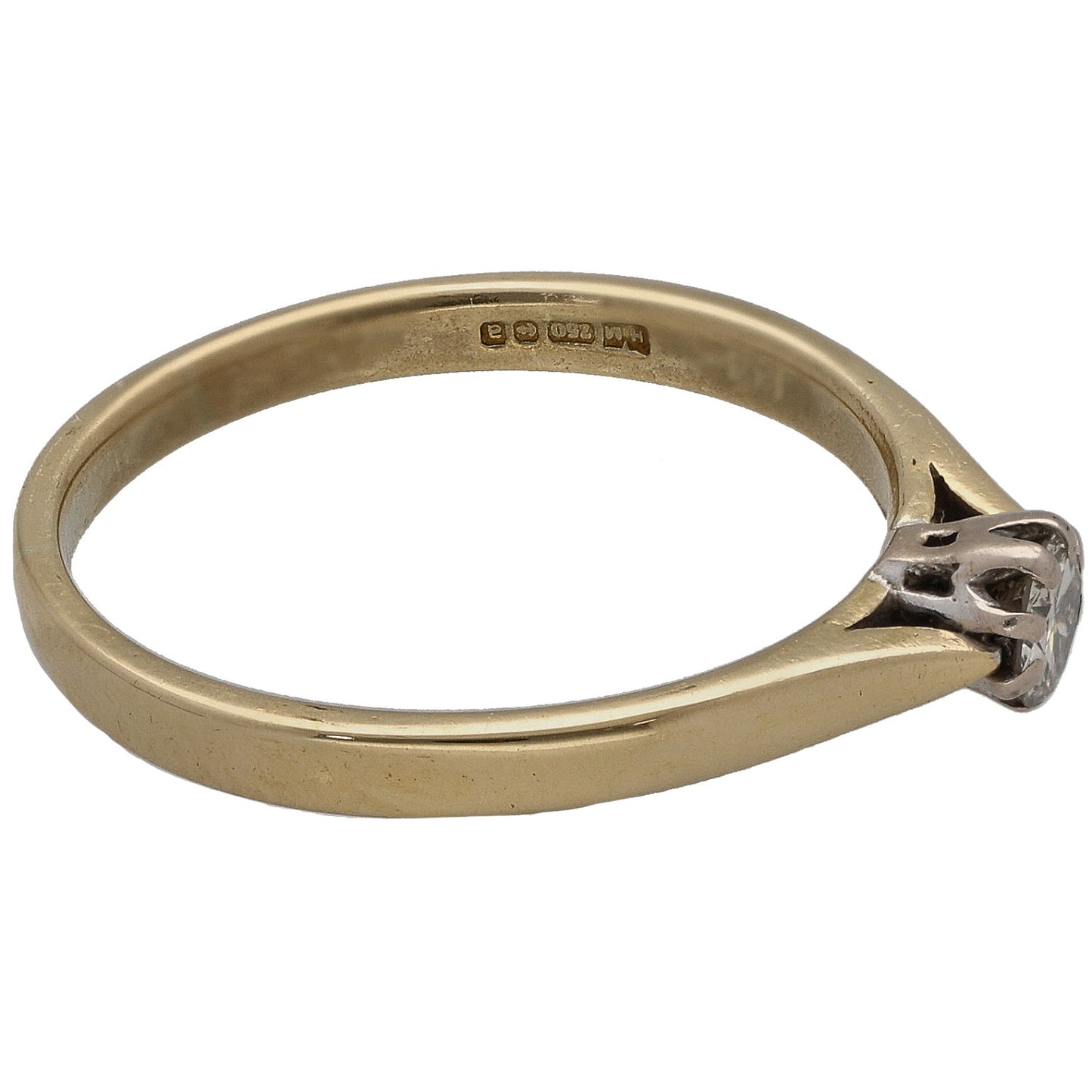 18ct Gold 0.14ct Diamond Solitaire Ring Size P