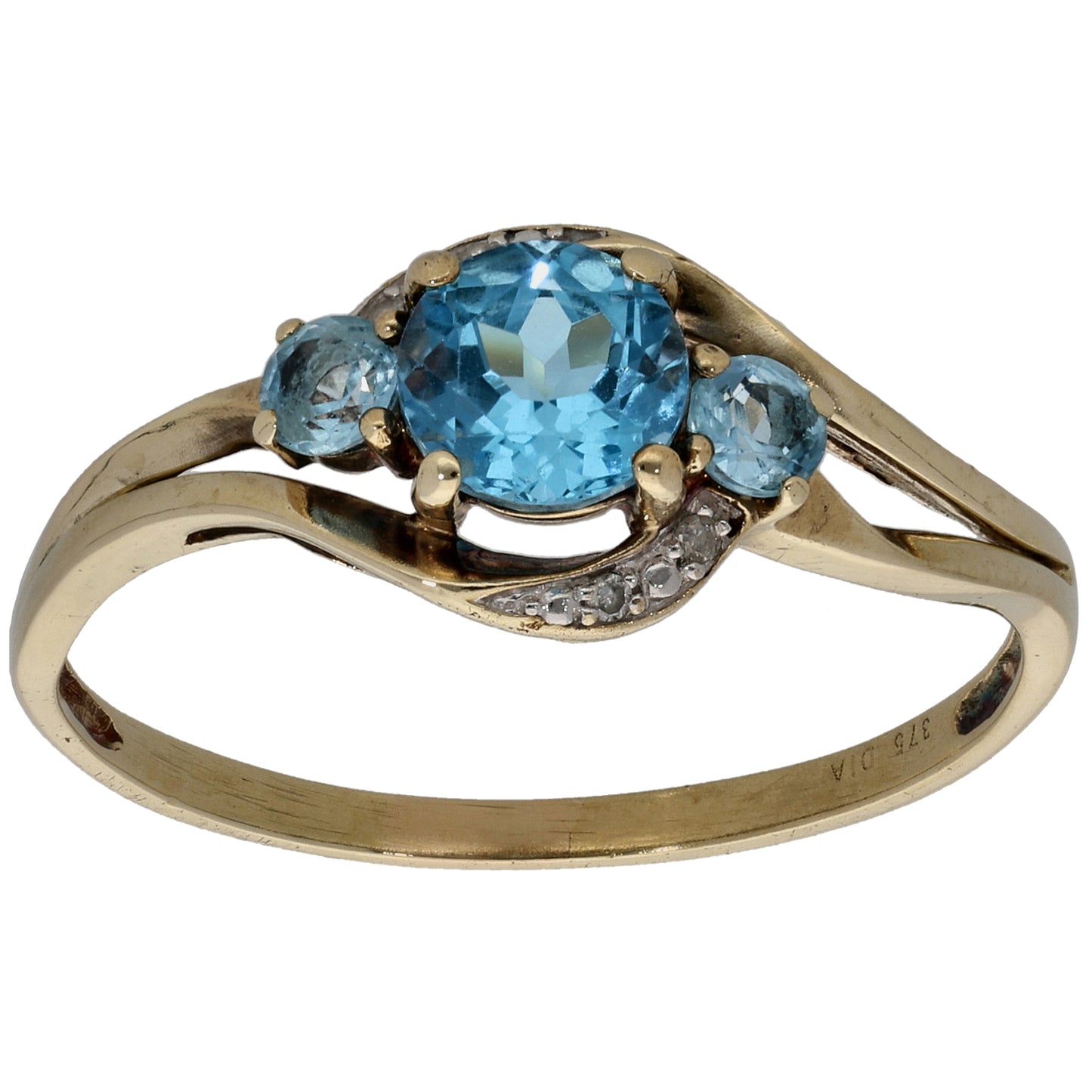 9ct Gold 0.02ct Diamond & Topaz Dress/Cocktail Ring Size V