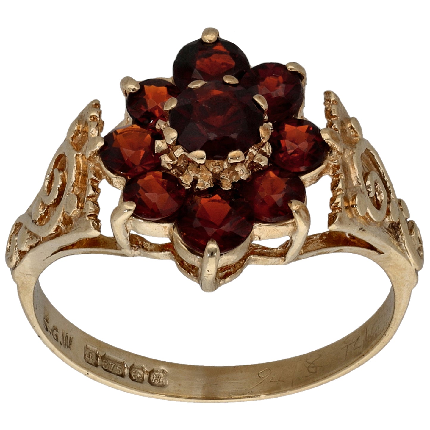 9ct Gold Garnet Dress/Cocktail Ring Size N