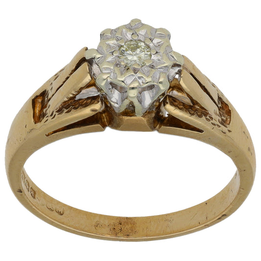 9ct Gold 0.05ct Diamond Solitaire Ring Size L