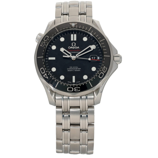 Omega Seamaster Diver 212.30.41.20.01.003 , black bezel and dial with stainless steel case and link bracelet, front