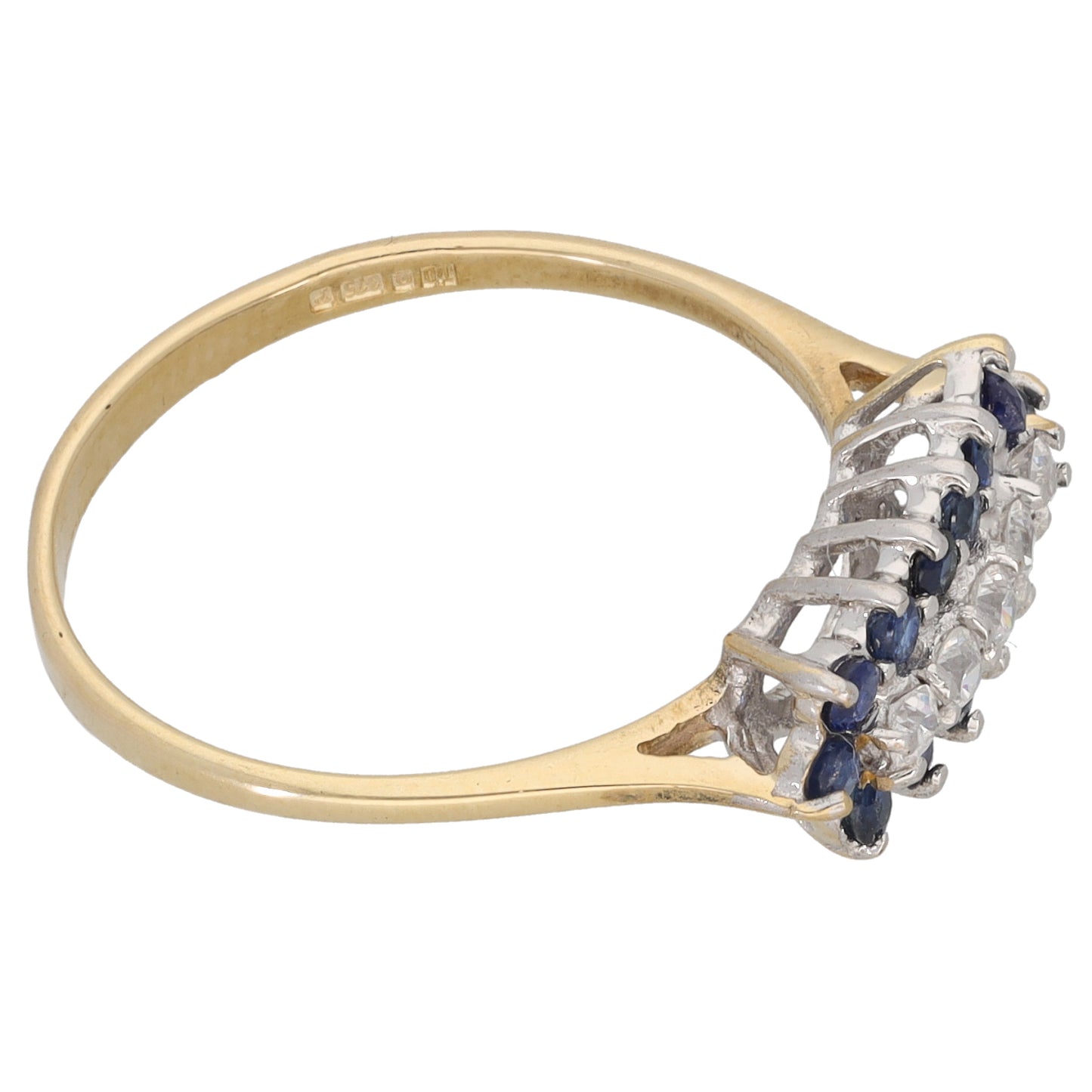 9ct Gold Sapphire & Cubic Zirconia Dress/Cocktail Ring Size P