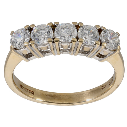 9ct Gold Cubic Zirconia Half Eternity Ring Size M
