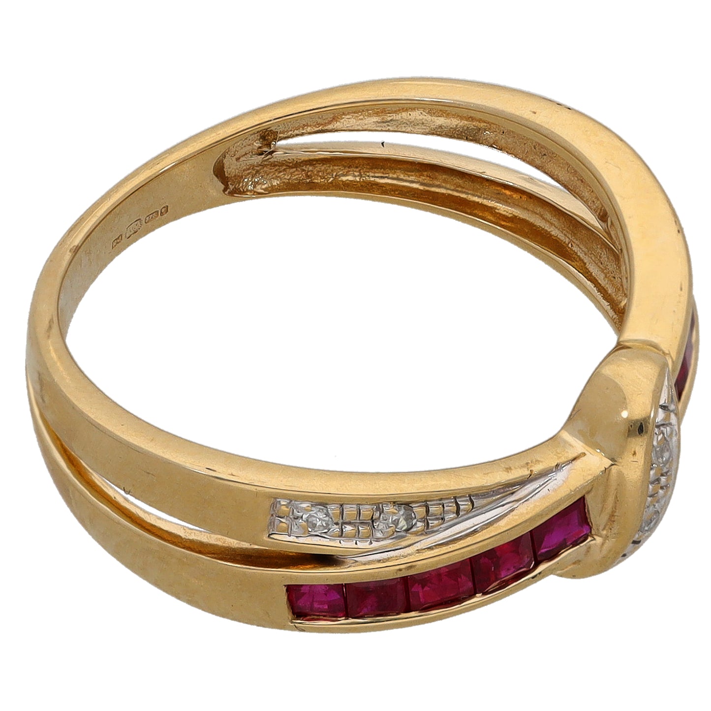 9ct Gold 0.03ct Diamond & Ruby Half Eternity Ring Size N