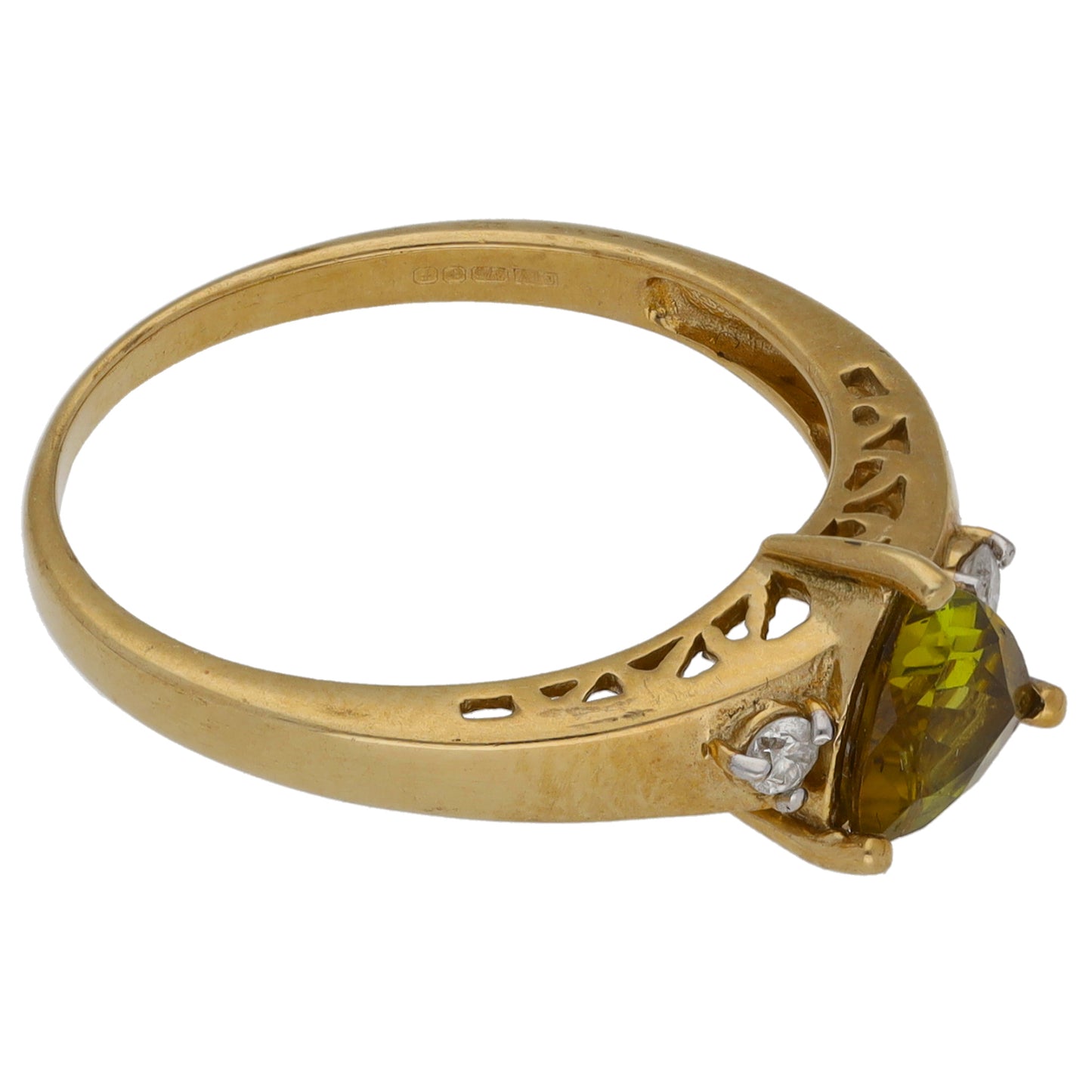 9ct Gold Sphene & 0.06ct Diamond Dress/Cocktail Ring Size N