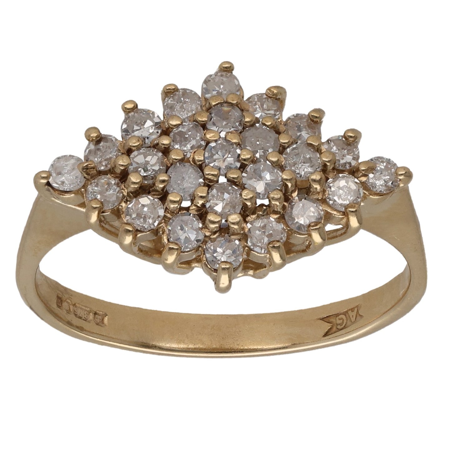 9ct Gold 0.50ct Diamond Cluster Ring Size O
