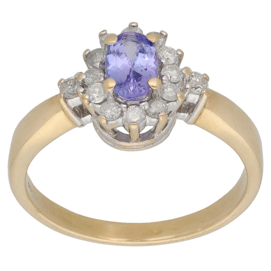 9ct Bicolour Gold 0.21ct Diamond & Tanzanite Dress/Cocktail Ring Size M