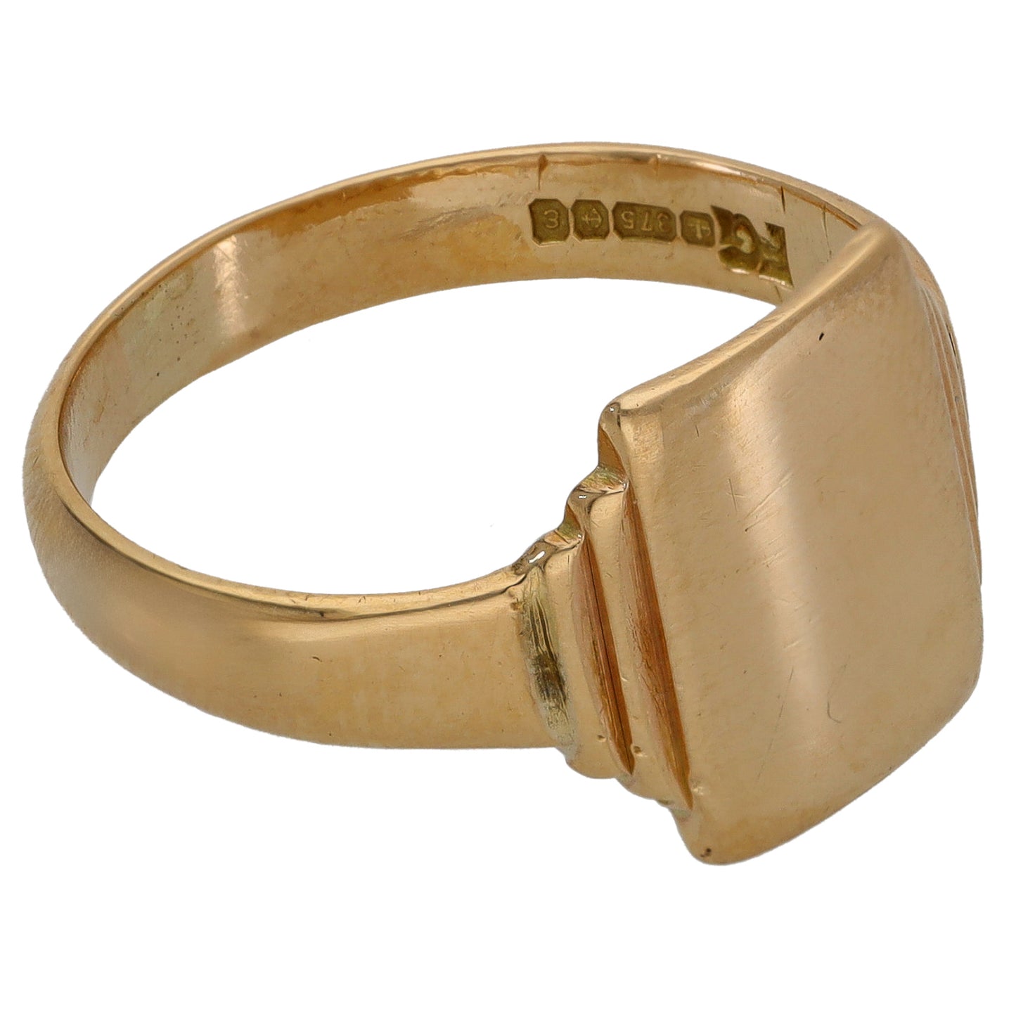 9ct Gold Plain Signet Ring Size U
