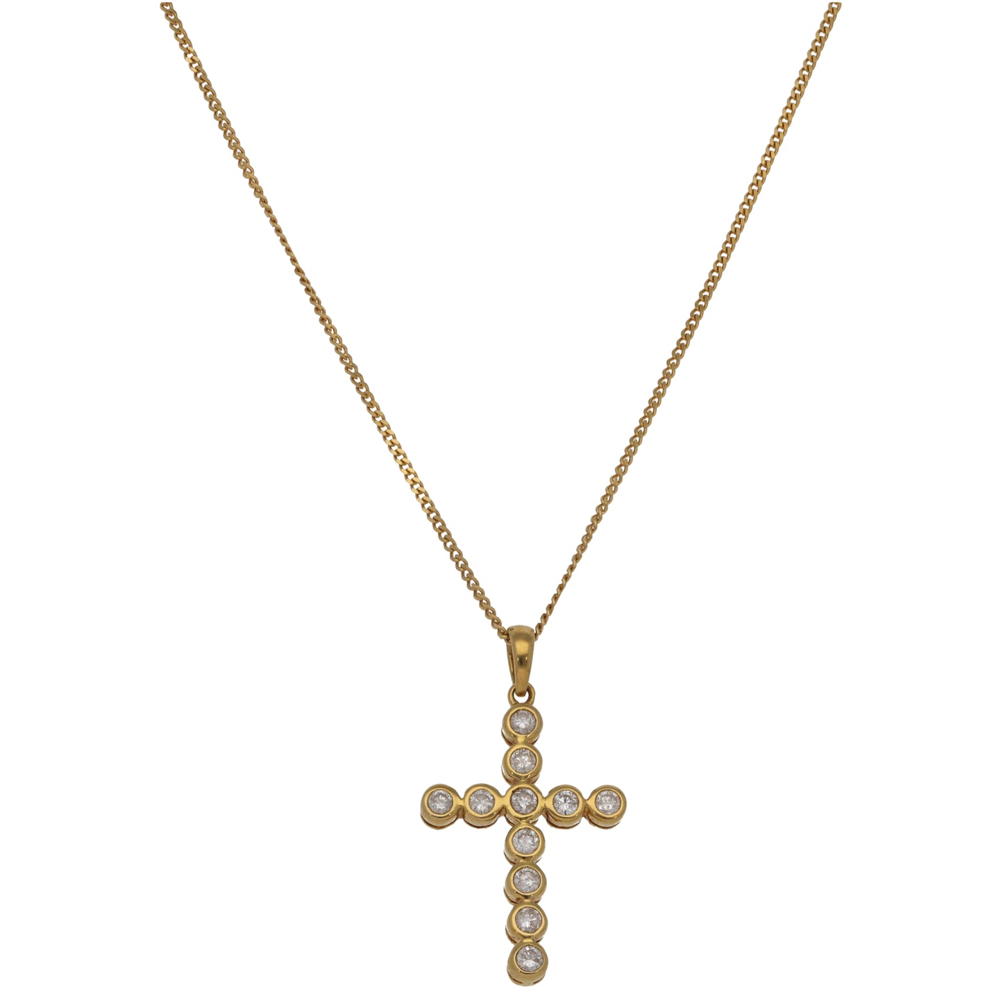 18ct Gold 0.44ct Diamond Cross Pendant With Chain