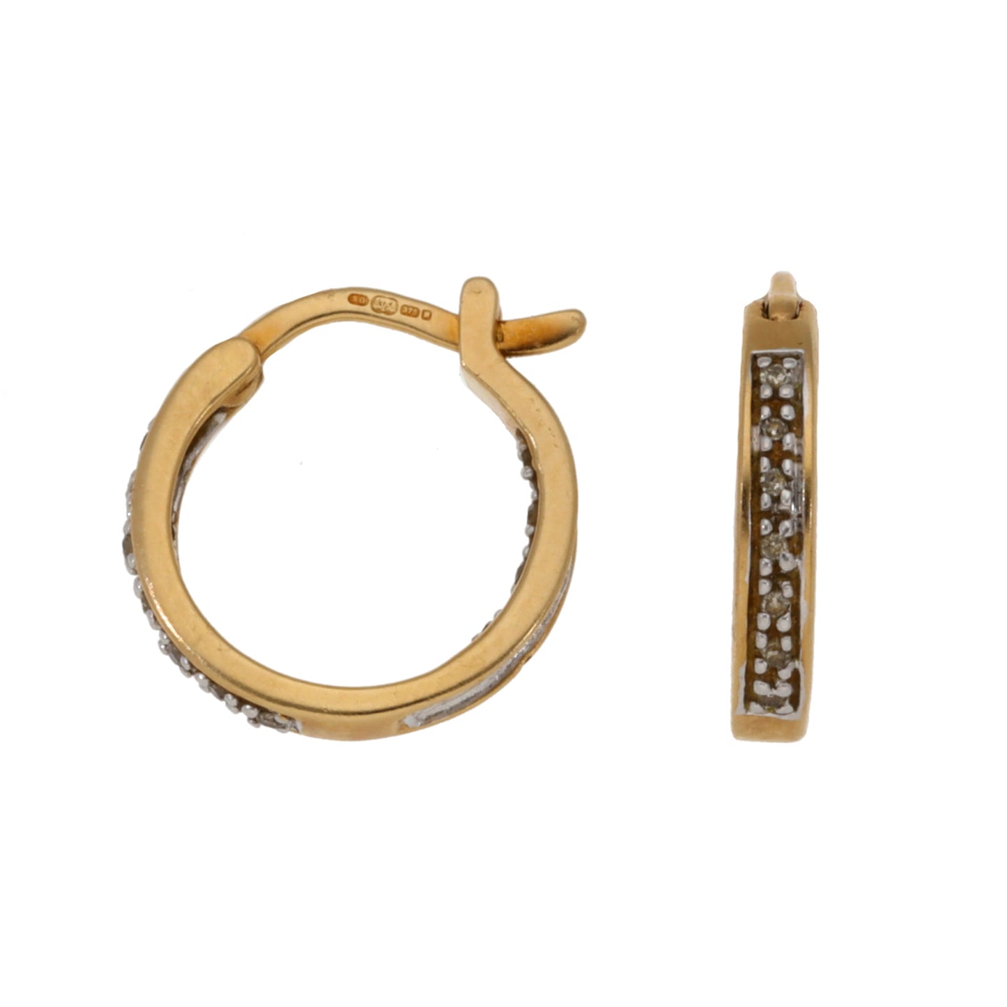 9ct Gold 0.11ct Diamond Hoop Earrings