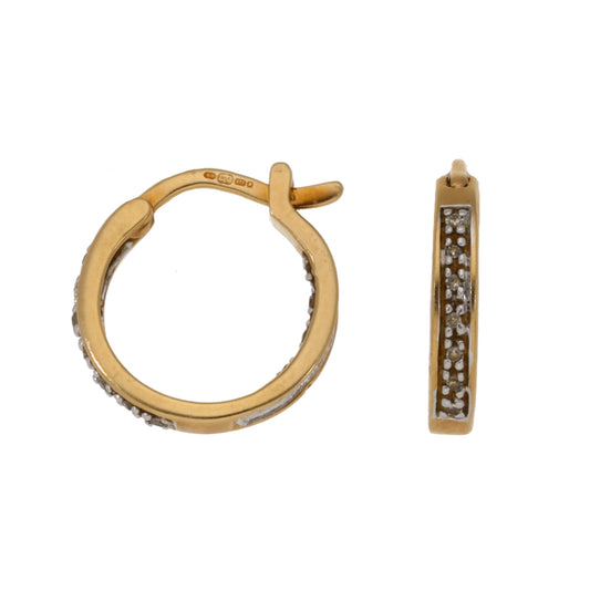 9ct Gold 0.11ct Diamond Hoop Earrings
