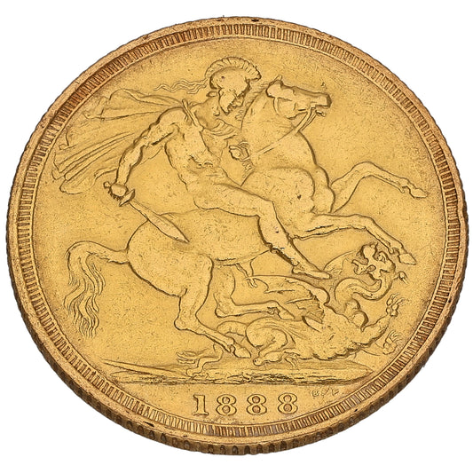 22ct Gold Queen Victoria Full Sovereign Coin 1888