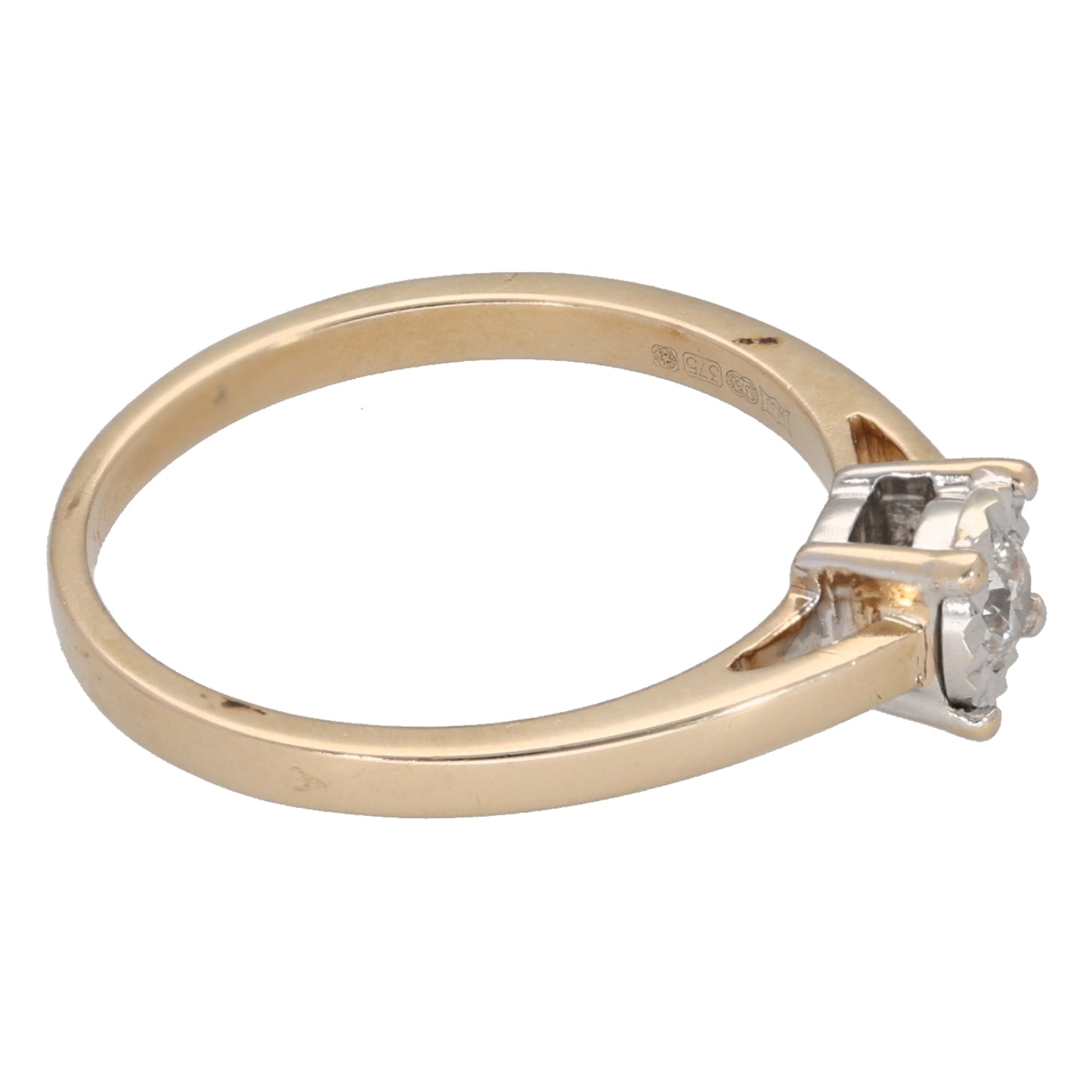 9ct Gold 0.15ct Diamond Solitaire Ring Size L