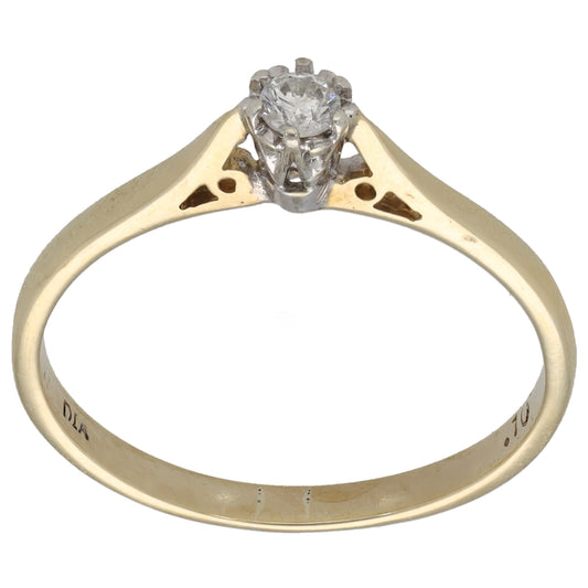 9ct Gold 0.10ct Diamond Solitaire Ring Size Q