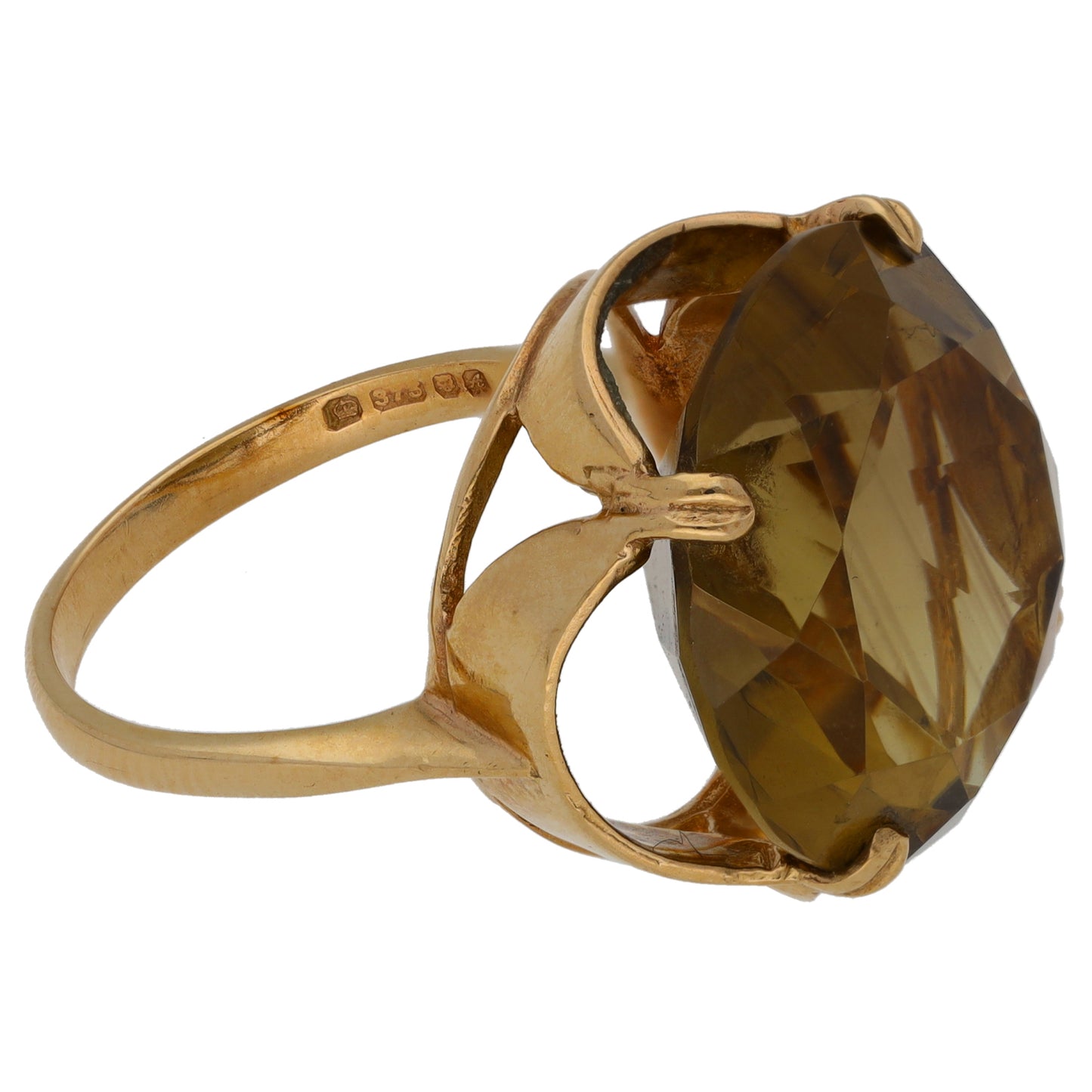 9ct Gold Smoky Quartz Single Stone Ring Size O