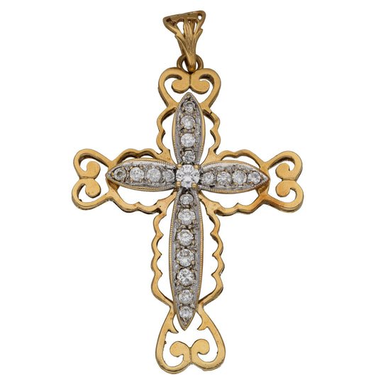 9ct Gold Cubic Zirconia Cross Pendant