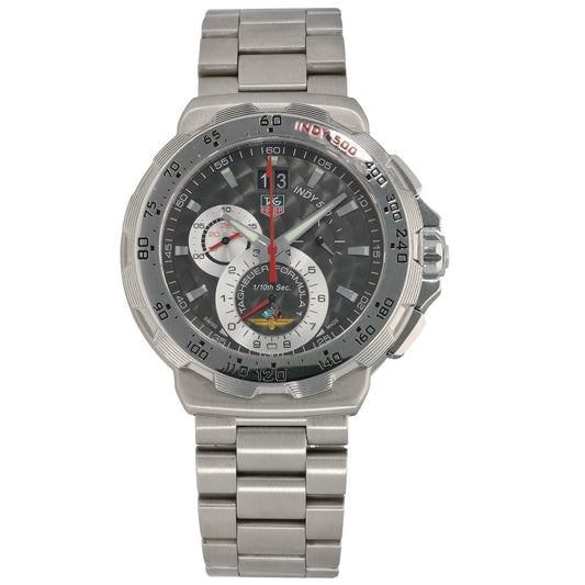 Tag Heuer F1 cah101a stainless steel watch, black dial, chronograph subdials, steel bracelet
