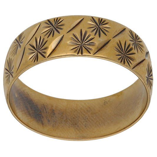 9ct Gold Patterned Wedding Ring Size Q