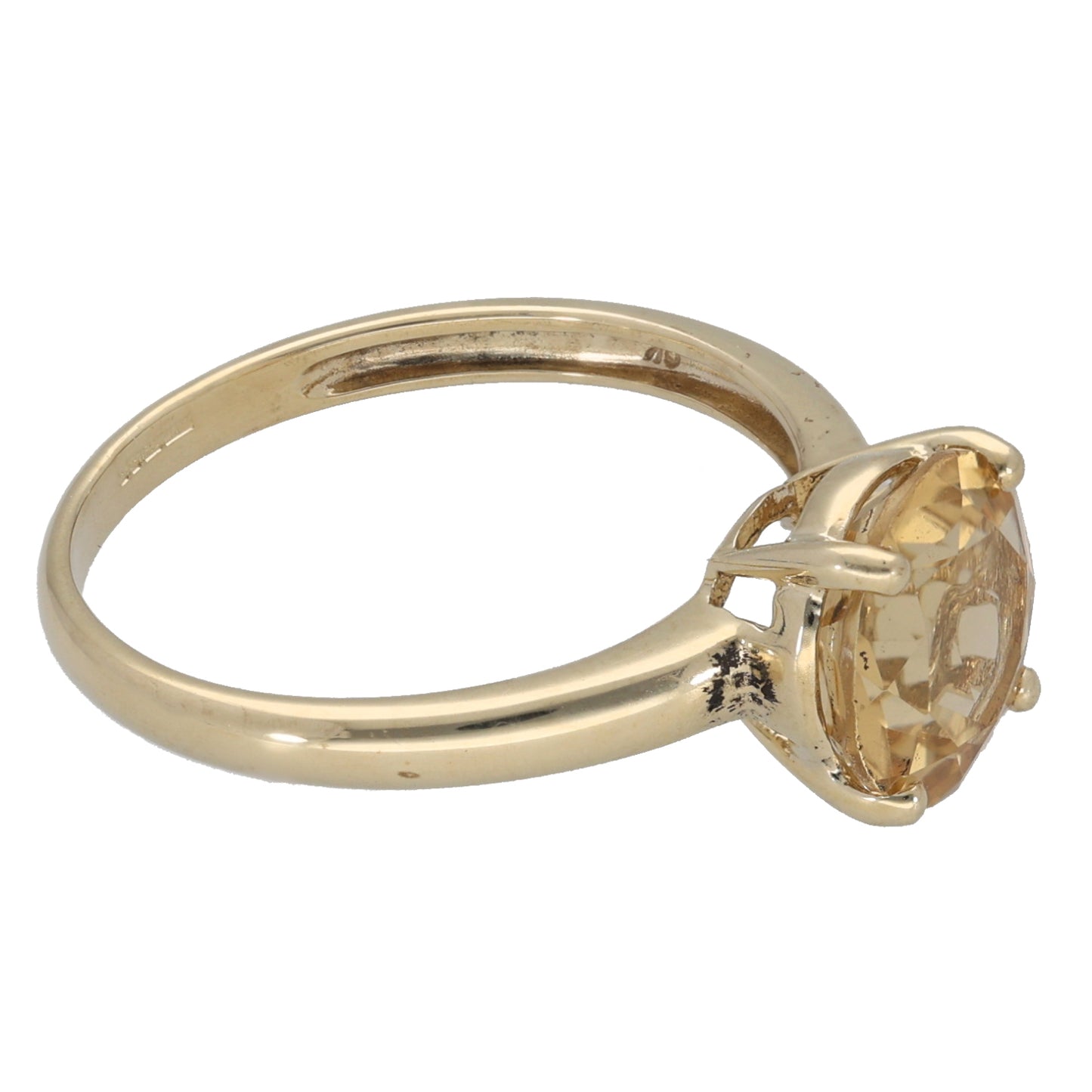 9ct Gold Citrine Single Stone Ring Size Q