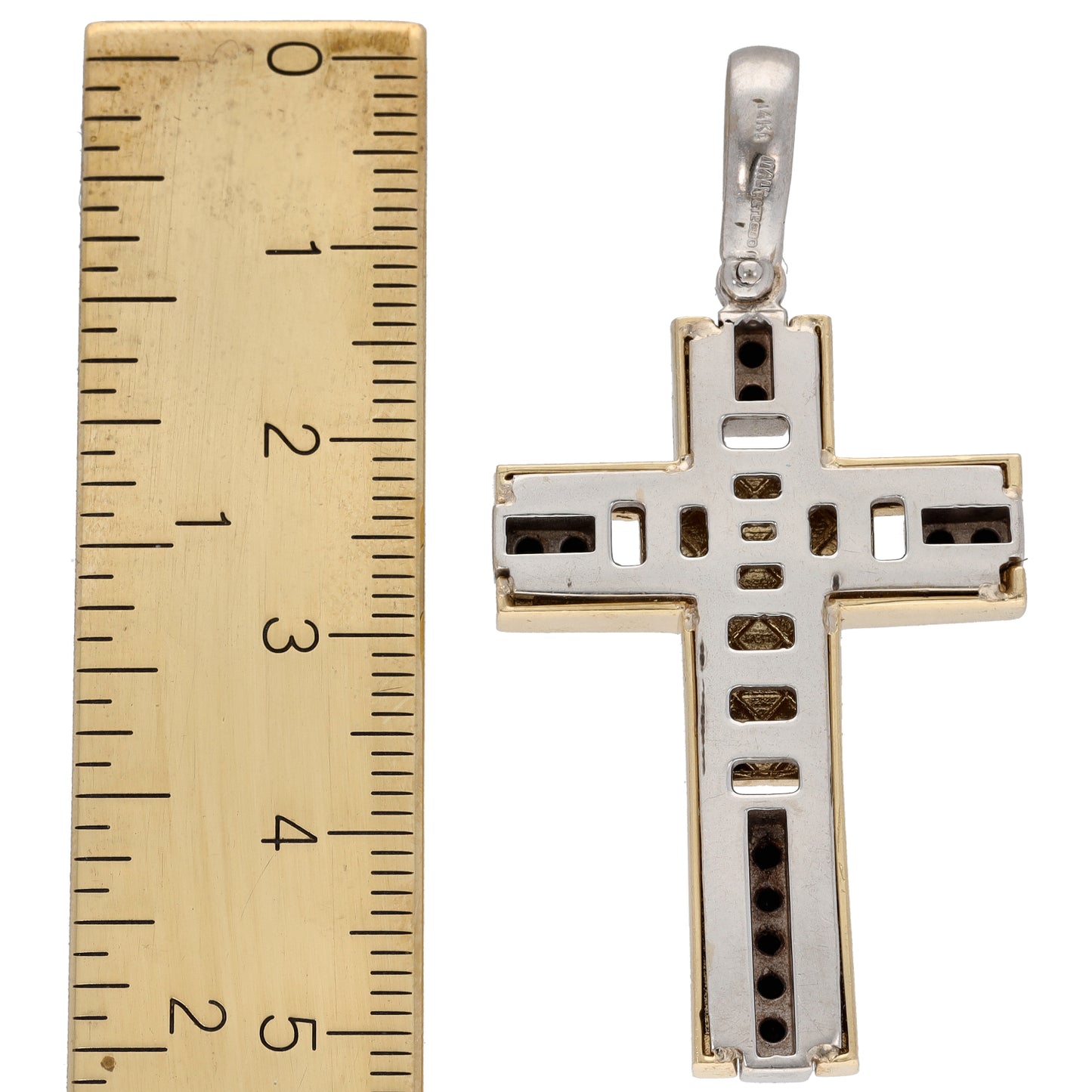 14ct Bi-Colour Gold Imitation Gems Cross Pendant