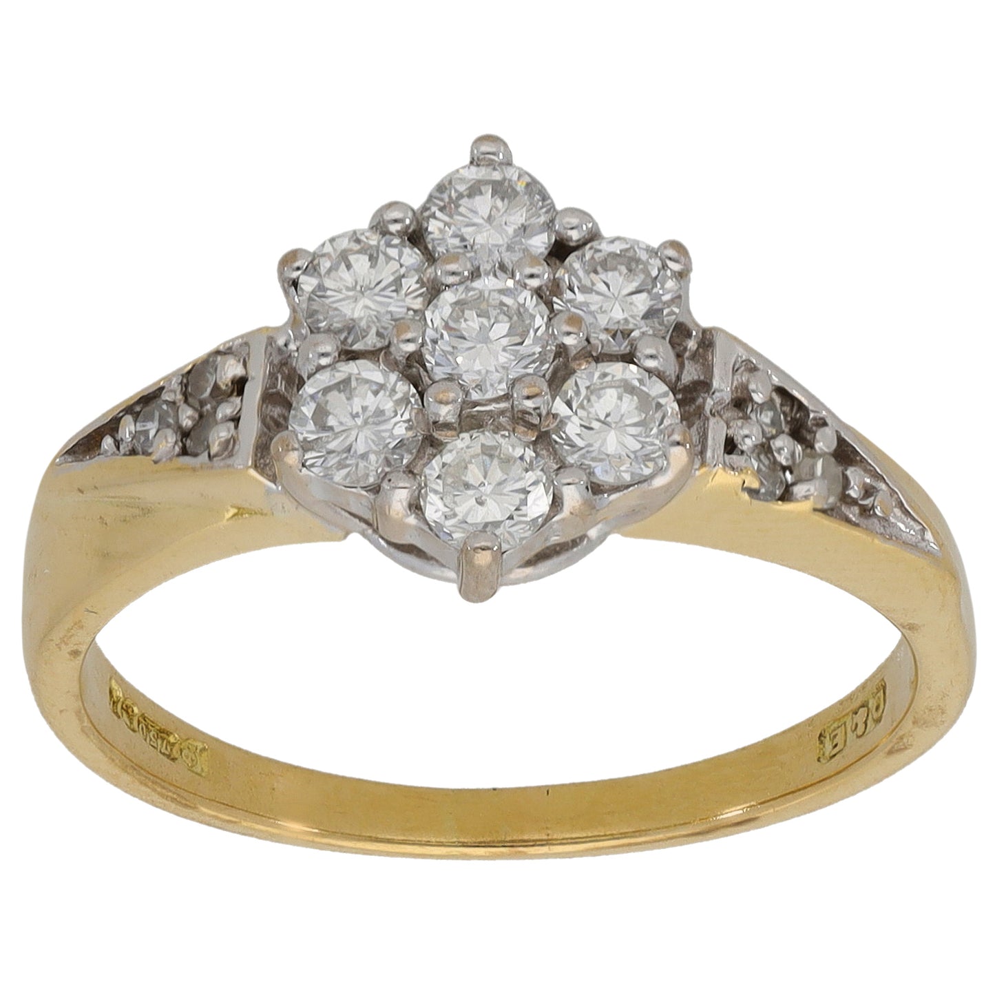 18ct Gold 0.69ct Diamond Cluster Ring Size O