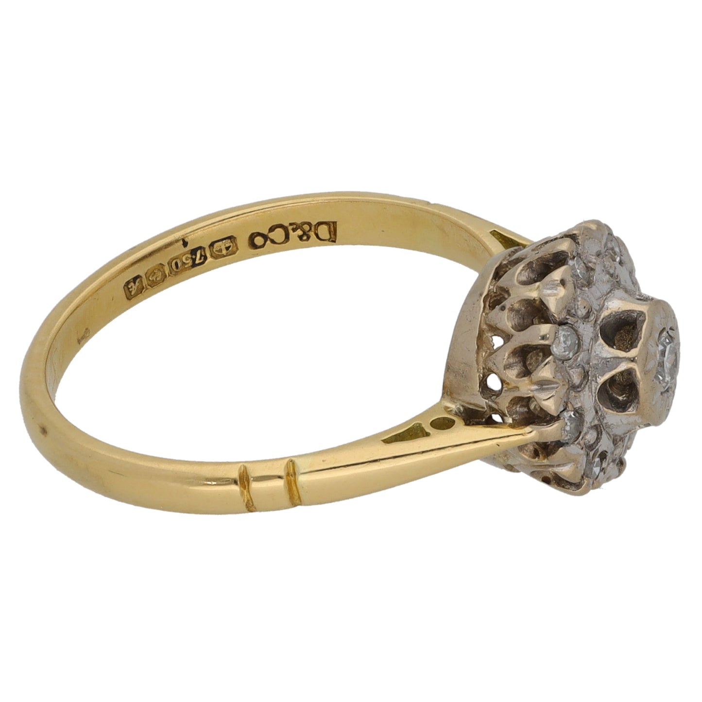 9ct White Gold 0.07ct Diamond Cluster Ring Size L