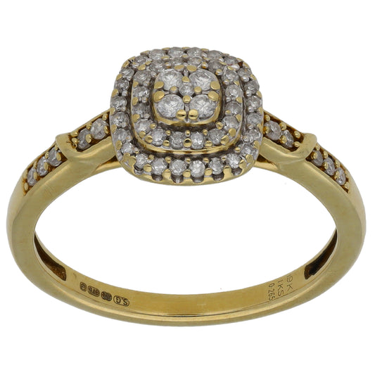 9ct Gold 0.265ct Diamond Dress/Cocktail Ring Size O
