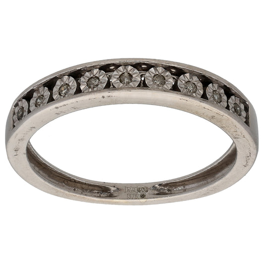 9ct White Gold 0.09ct Diamond Half Eternity Ring Size L