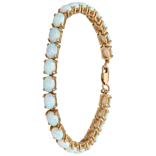 9ct Gold Man Made Opal Fancy Stone Set Bracelet