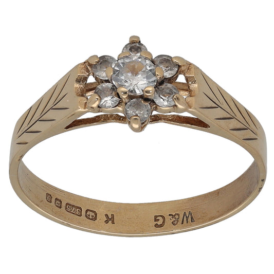 9ct Gold Cubic Zirconia Cluster Ring Size P