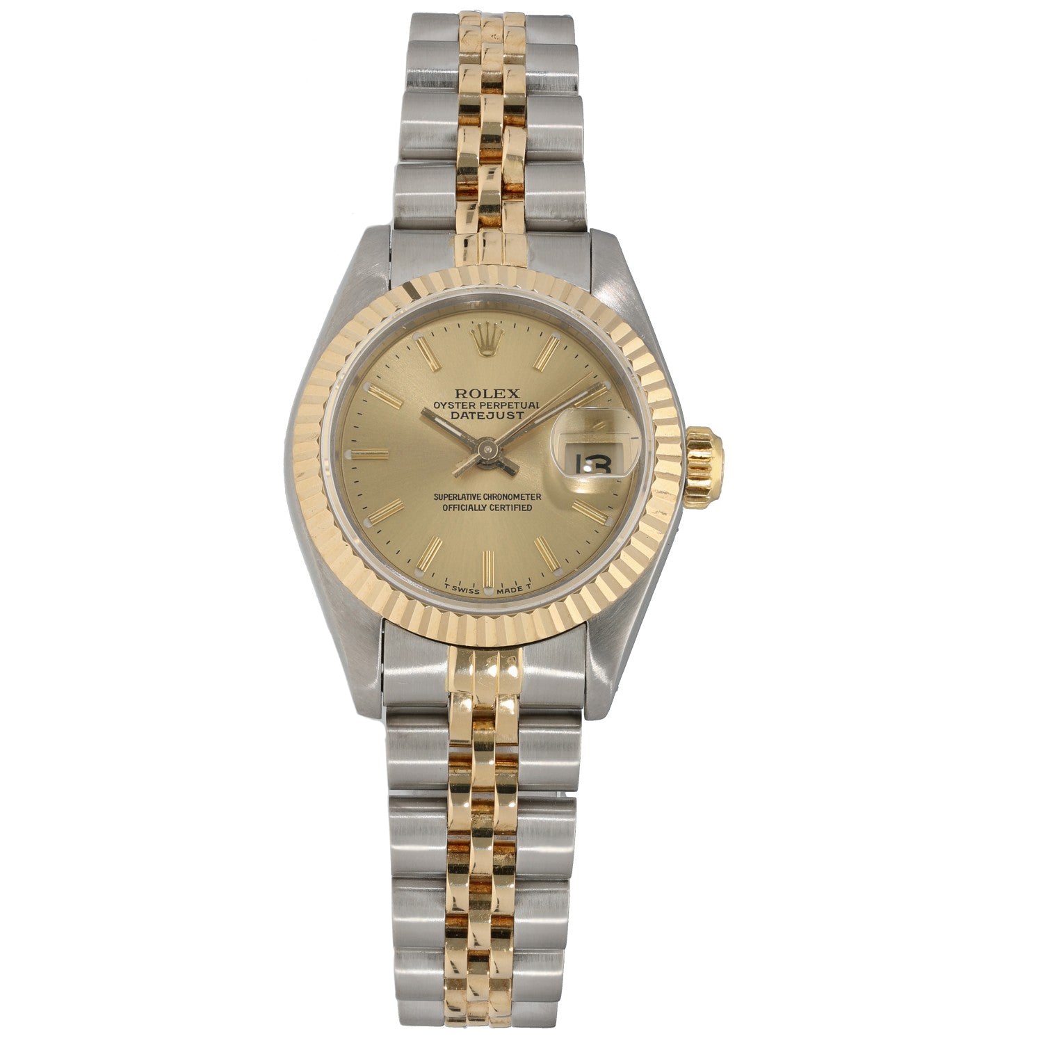 Rolex Oyster Perpetual 69173 bi-colour watch with gold-and-silver dial and bracelet