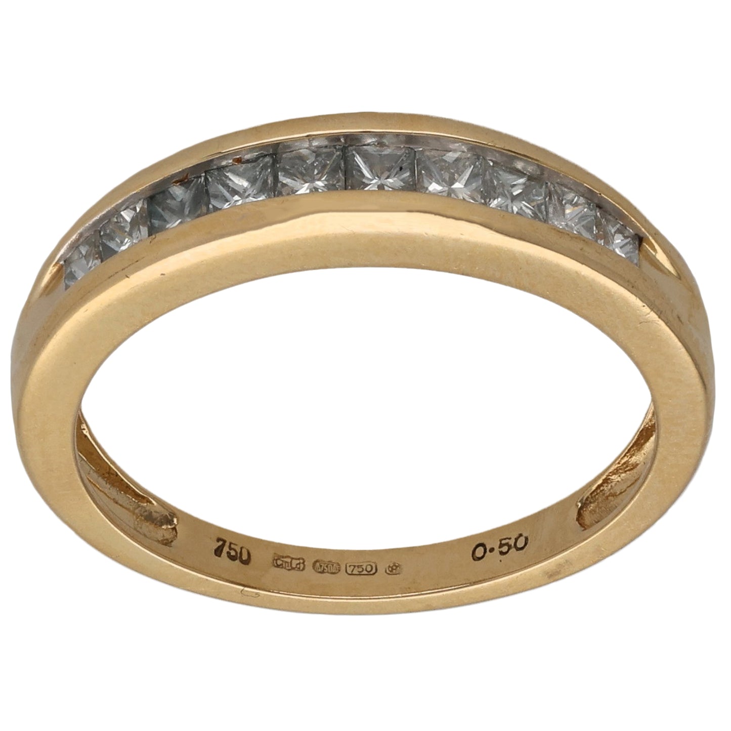 18ct Gold 0.50ct Diamond Half Eternity Ring Size M