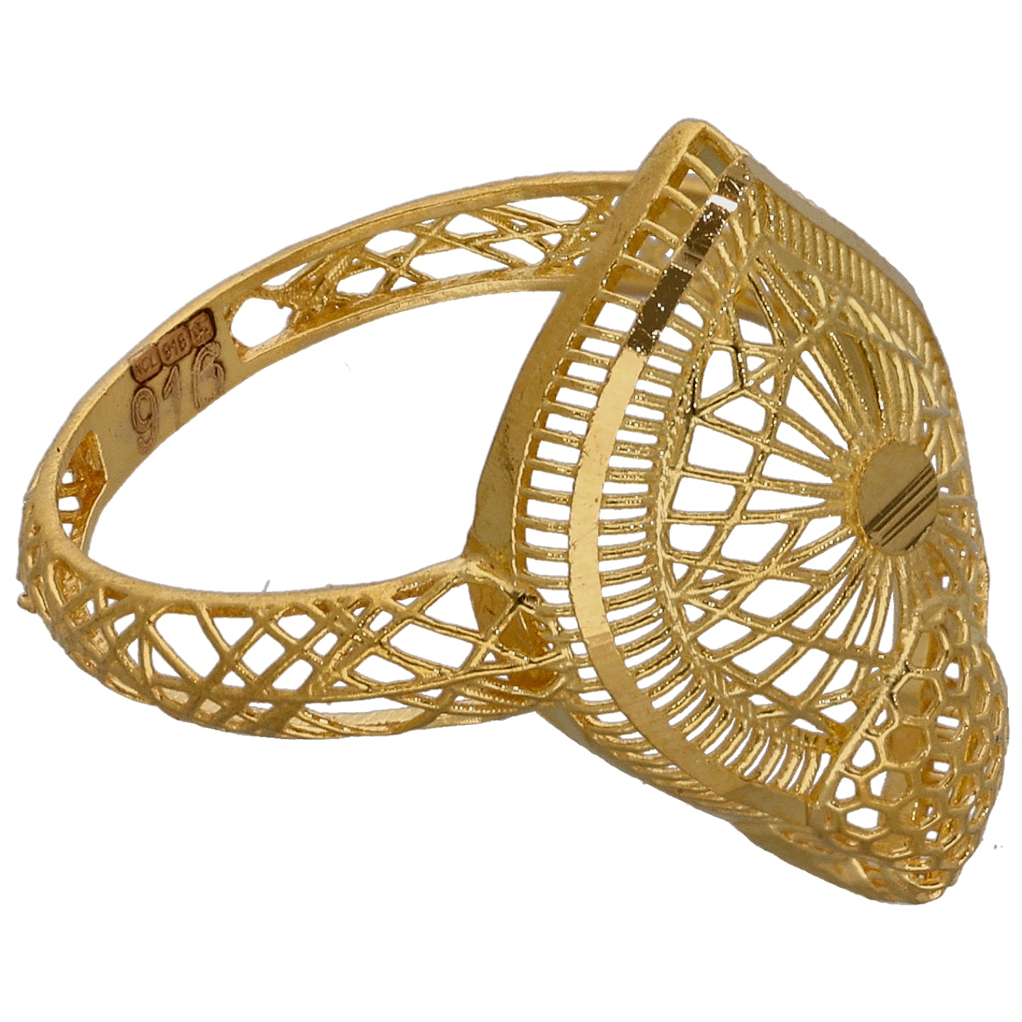 New 22ct Gold Petal Mesh Ring Size N-P