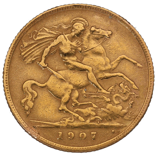 22ct Gold King Edward VII Half Sovereign Coin 1907