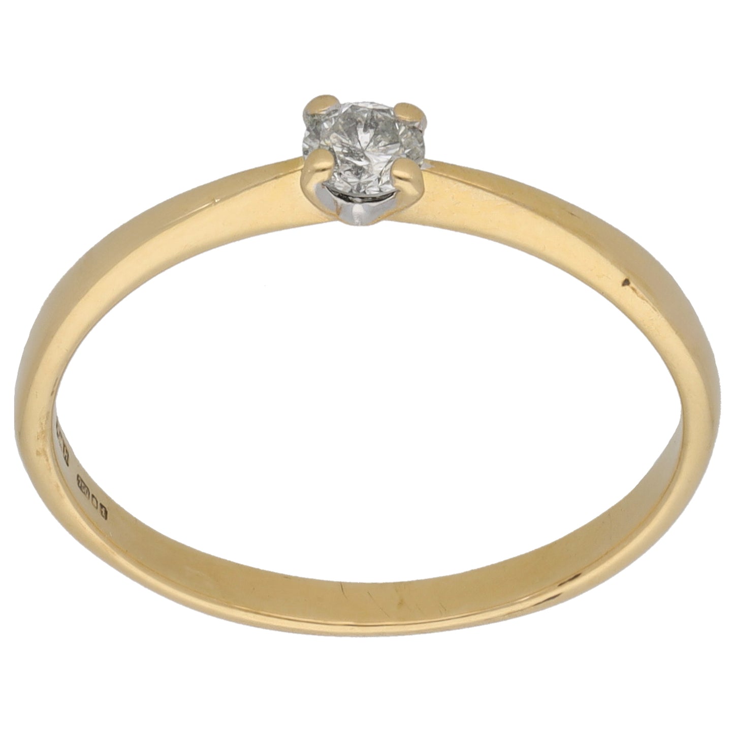 9ct Gold 0.15ct Diamond Solitaire Ring Size Q