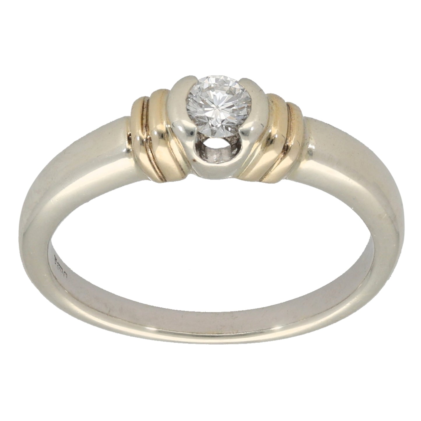 9ct Bicolour Gold 0.20ct Diamond Solitaire Ring Size K