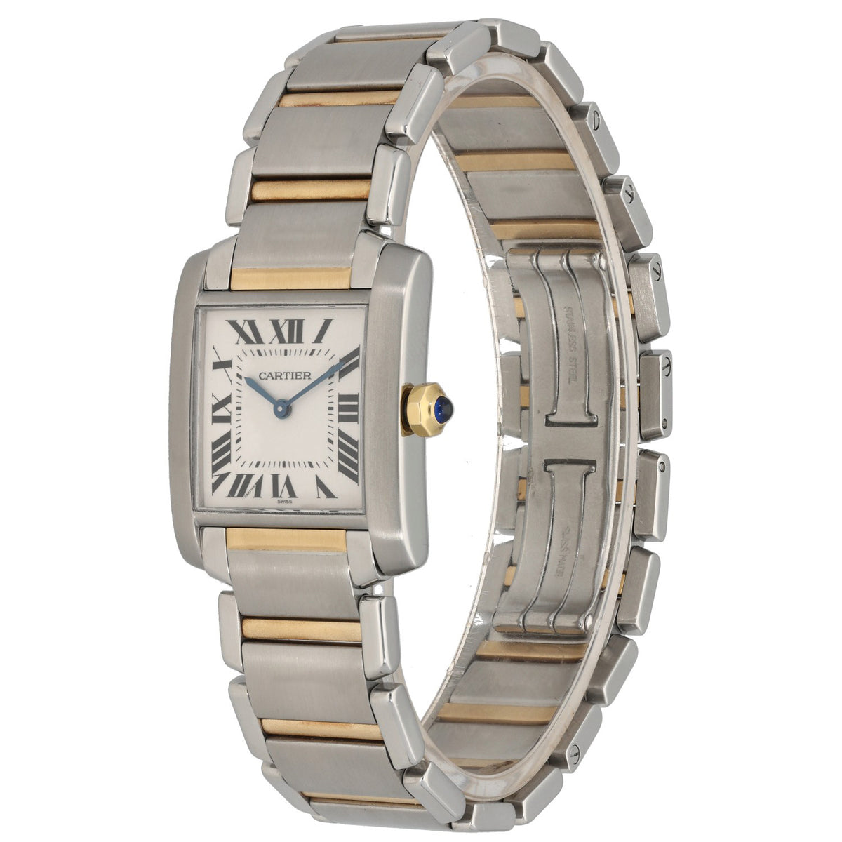 Cartier Tank Francaise W51006Q4, stainless steel and gold case and bracelet, front angle