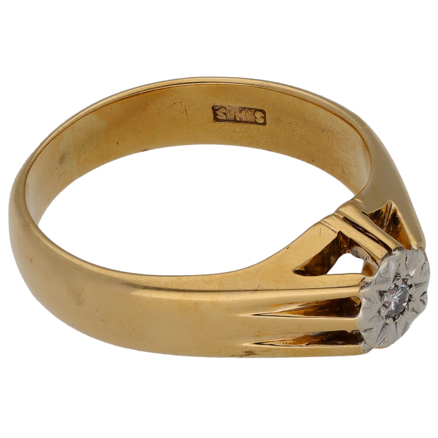 9ct Gold 0.04ct Diamond Solitaire Ring Size U