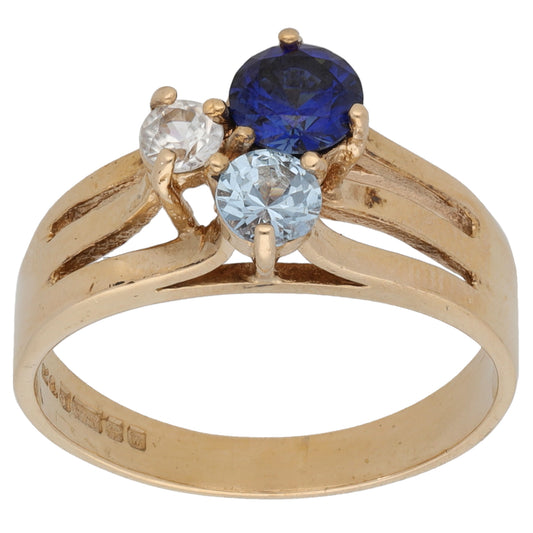 9ct Gold Imitation Trilogy Ring Size P
