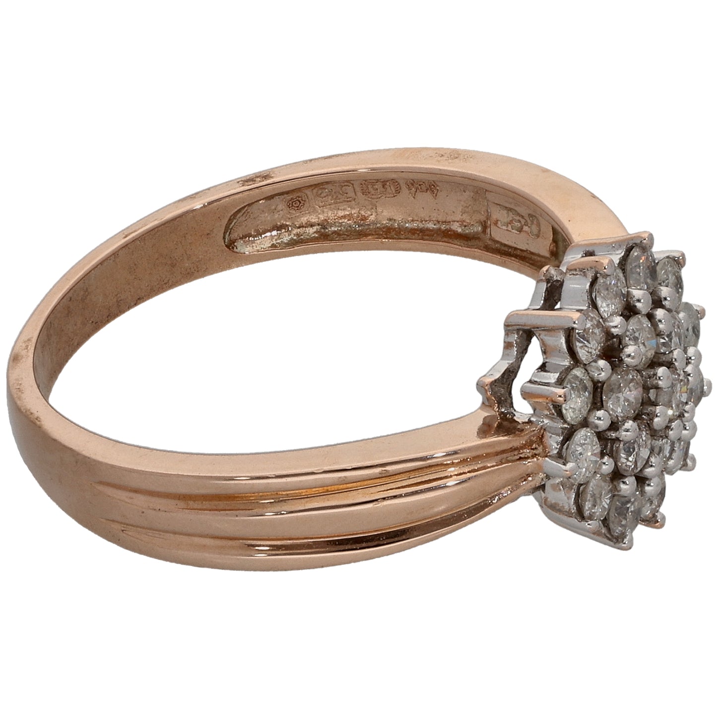 9ct Rose Gold 0.40ct Diamond Cluster Ring Size P