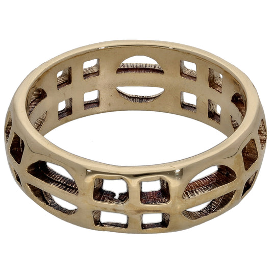 9ct Gold Patterned Wedding Ring Size M