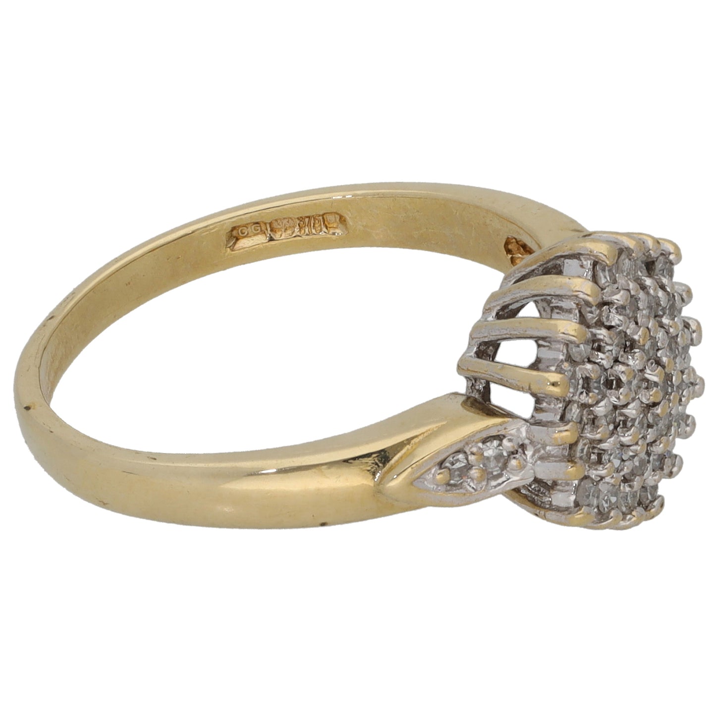 9ct Gold 0.25ct Diamond Cluster Ring Size M